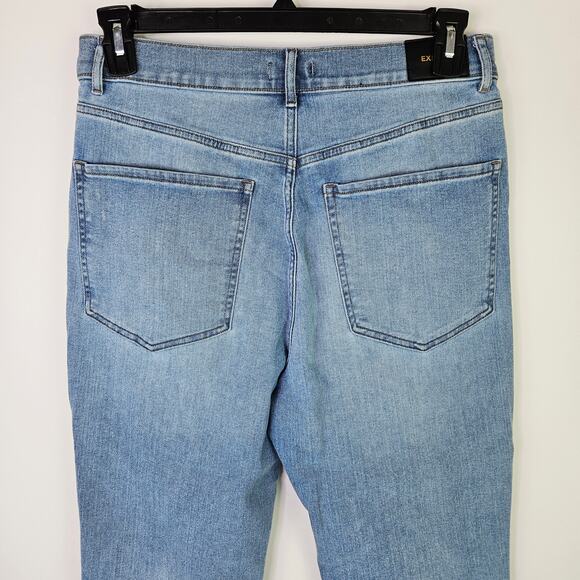 Express Women’s Slim Super High Rise Crop Jeans Size 10S Button Fly Medium Wash - Picture 4 of 9